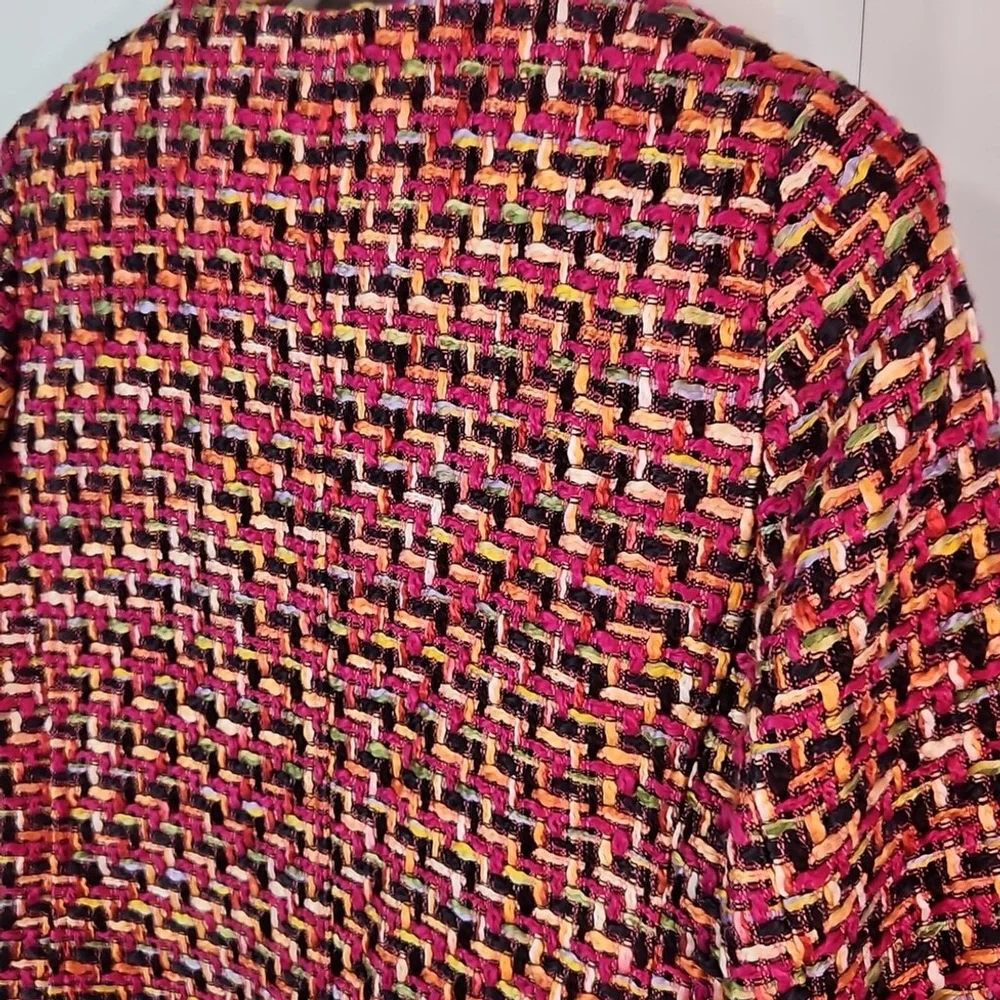 Chico's Pink Blazer with Geometric Pattern and Standard Collar